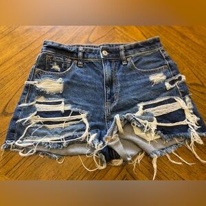 American Eagle Distressed Mom Shorts Size 2 Dark Wash Festival Shorts